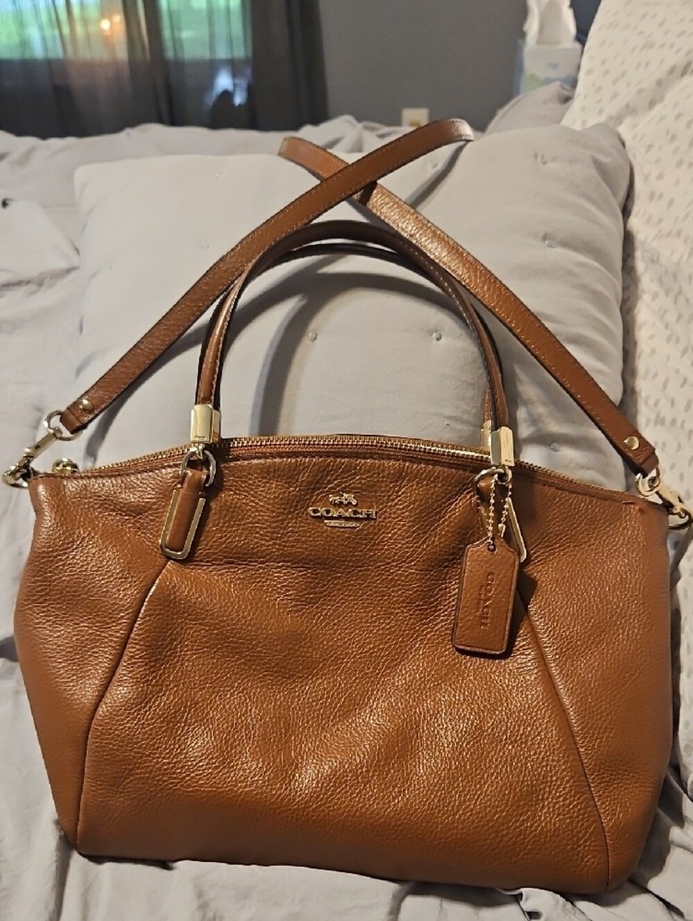 Coach Brown Pebbled Leather Crossbody/Handbag - Picture 5 of 11